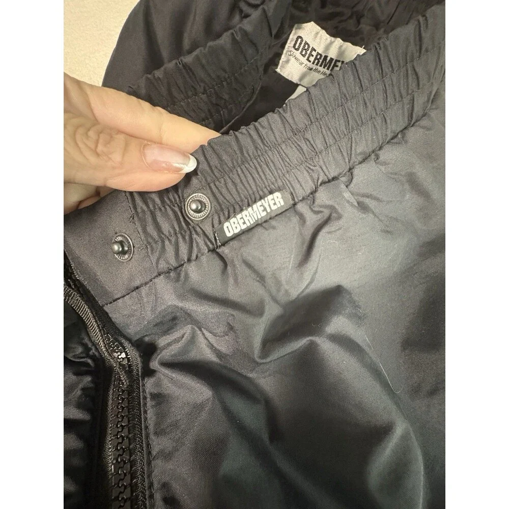 Obermeyer Size Large Tundra Mens Insulated Ski Snow Pants Full Side Zip Black
